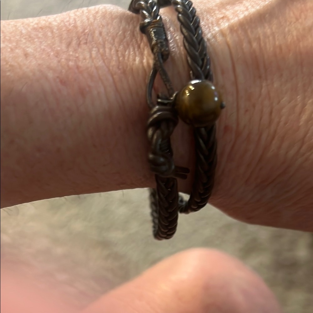 Men’s double wrap tigers eye Braided Bracelet
